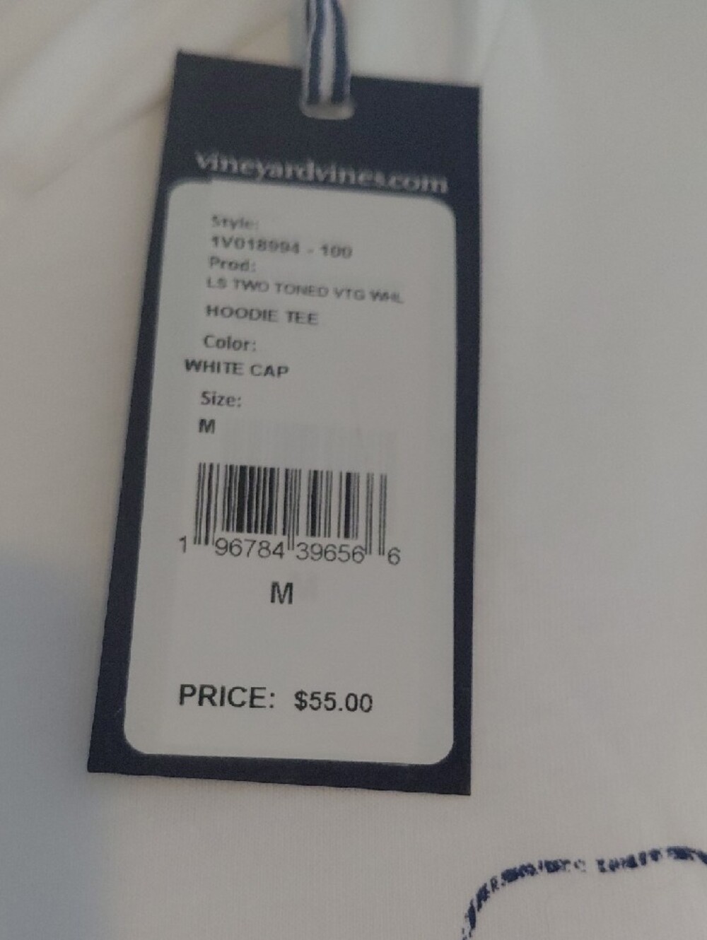 Vineyard Vines White Long-Sleeve Hooded Tee with Small Whale Logo - Picture 2 of 5